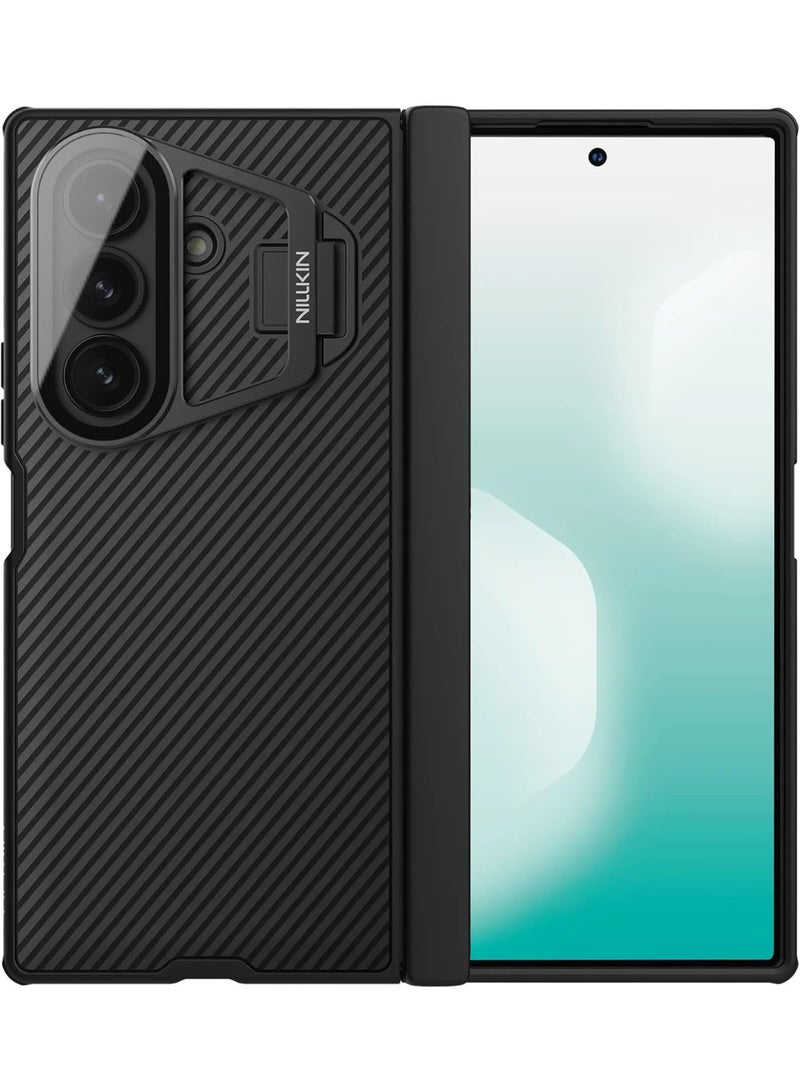 Nillkin CamShield Prop Transparent Lens Guard Edition Case for Samsung Galaxy Z Fold 7 – Clear Dual-Shell Armor with Flip-Style Camera Cover, Hidden Kickstand & Full Drop Protection – Black - Image 1